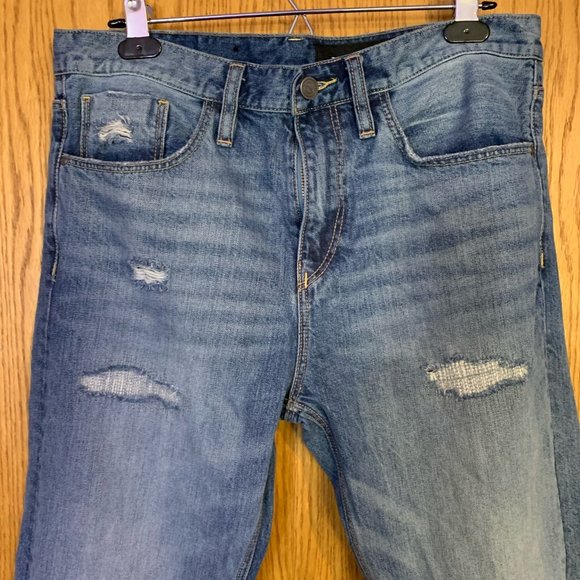 Treasure & Bond Mid-Rise Tapered Ripped Destroyed Vintage Denim Blue Jeans (32R) - Picture 3 of 12